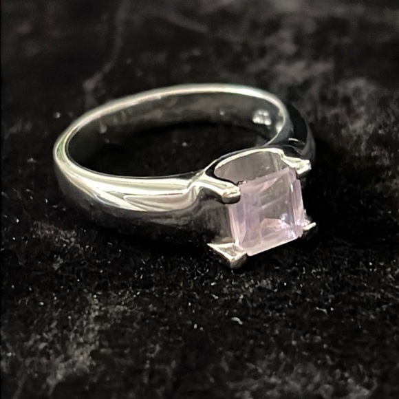 Sterling 925 ATI Promise Ting Pink Square Asher cut  Stone ring 8.25 - Picture 1 of 8